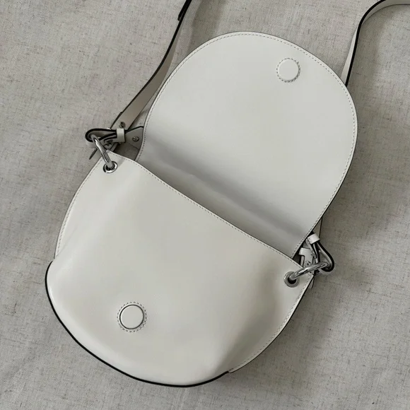 Ganni Banner Saddle Leather Off-White Crossbody Bag | One Size - Picture 7 of 17